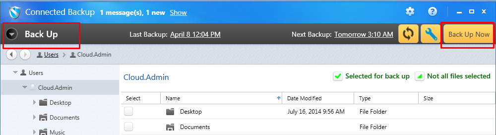 connected backup/pc agent